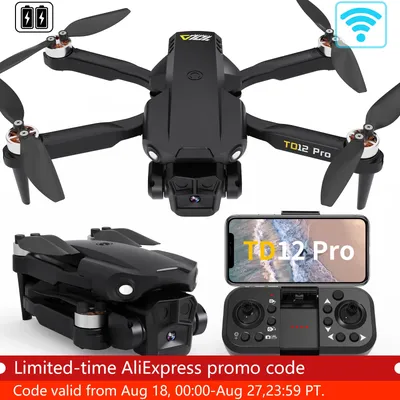TD12Pro 5 GHz WIFI FPV Drohne mit 1080p HD Kamera, 2 Batterien 360 ° Flip RC Quadcopter Professioneller bürstenloser Motor UAV CO