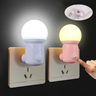 Modern Bedside Night Light Lamp Kids All Night 220V Led Lights Plug In Wall Night Lights For Bedroom EU Plug Night Lamp Romantic