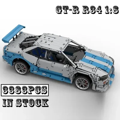 Neue Moc Maßstab 1:8 Skyline GT-R R34 Supercar Racing Auto Fahrzeug Sport Modell Gebäude Block Ziegel Spielzeug für Kinder Geburtstag geschenke Junge Image
