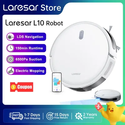 Laresar L10 SoF LiDAR Staubsauger-Roboter Wischmopp 6500Pa 150min Kabellos APP-Steuerung Intelligentes LDS Geplante Reinigung von Böden und Teppichen Image