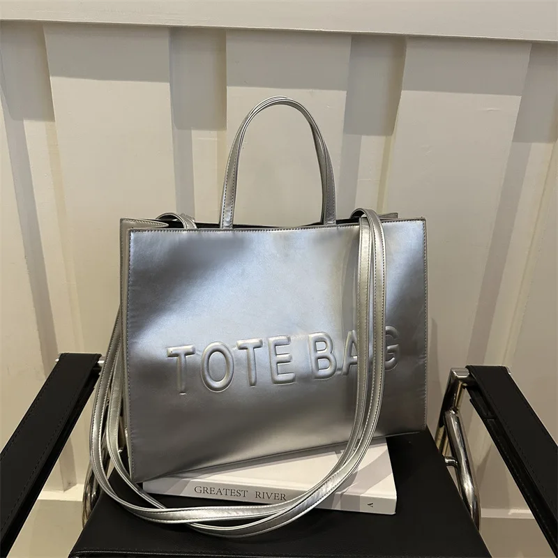 Sac fourre-tout à la mode de grande capacité avec lettre imprimée mode couleur unie Simple sac à bandoulière femmes sac à main décontracté sac à bandoulière