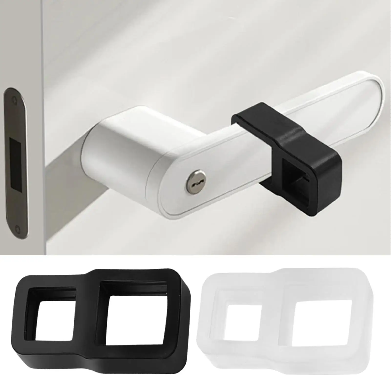 Türgriffe Stopper Stanzfreier Türstopper Schutz Transparent/Schwarz Schutz Türknauf Stoßstange Wände Möbel Silikonschutz Image