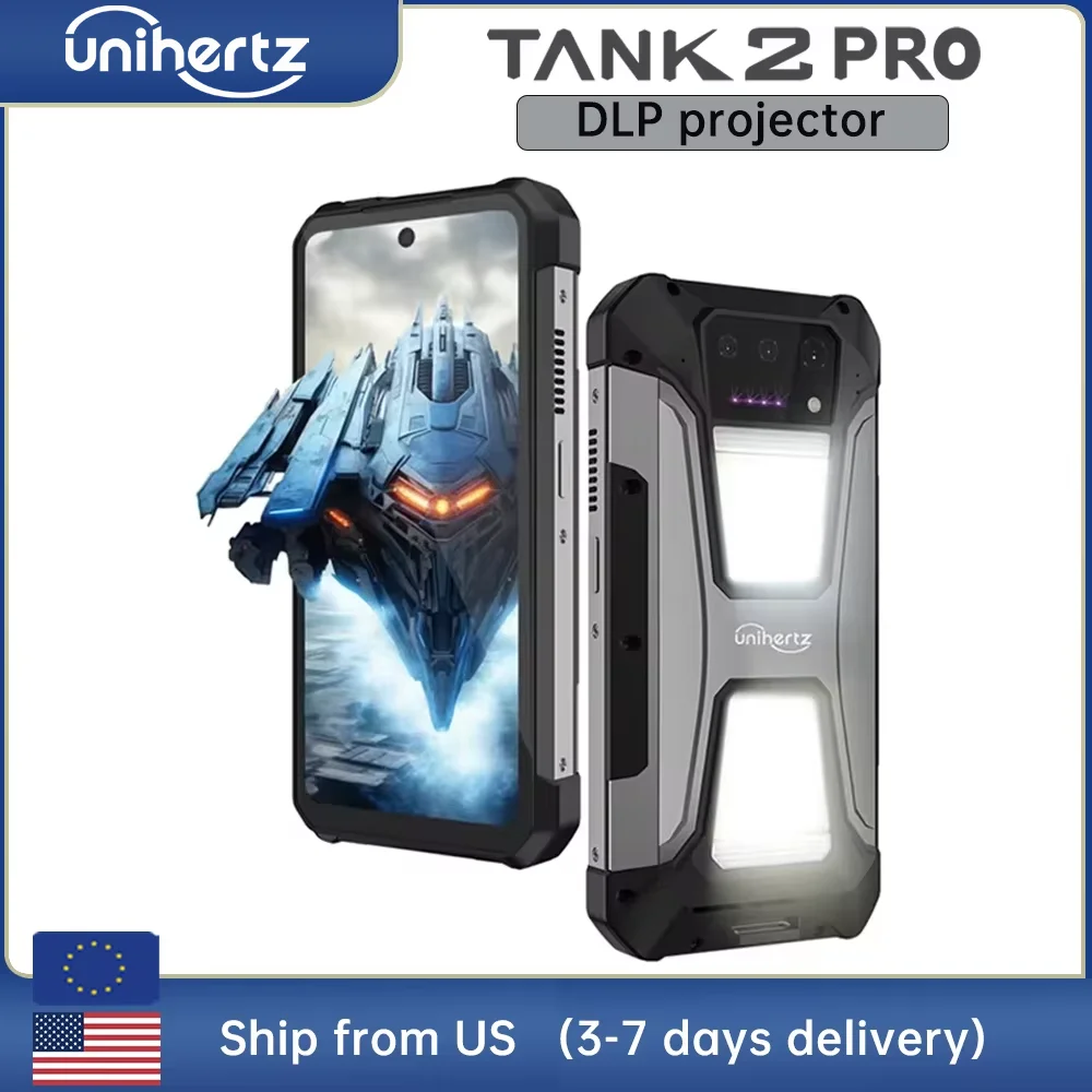 Unihertz Tank 2 PRO 8849 Proiettore integrato per telefono robusto, 24 GB 512 GB, fotocamera da 100 MP, 100 MP, NFC, Helio G99, 23800 mAh, 24 GB 512 GB