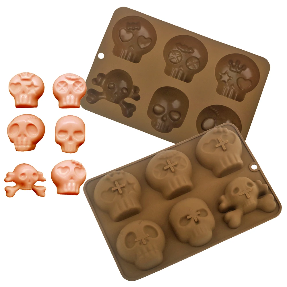 Silikon-Kuchenformen mit Totenkopf- oder Halloween-Kürbis-Design, Allerheiligen, Schokoladenformen, Küche, Keksform, Kinder-Süßigkeitsform Image