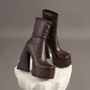Stretch Punk Stil Gothic Chunky Plattform Stiefeletten für Frauen Herbst Winter Schuhe Damen Seltsame High Heels Stiefel Booties