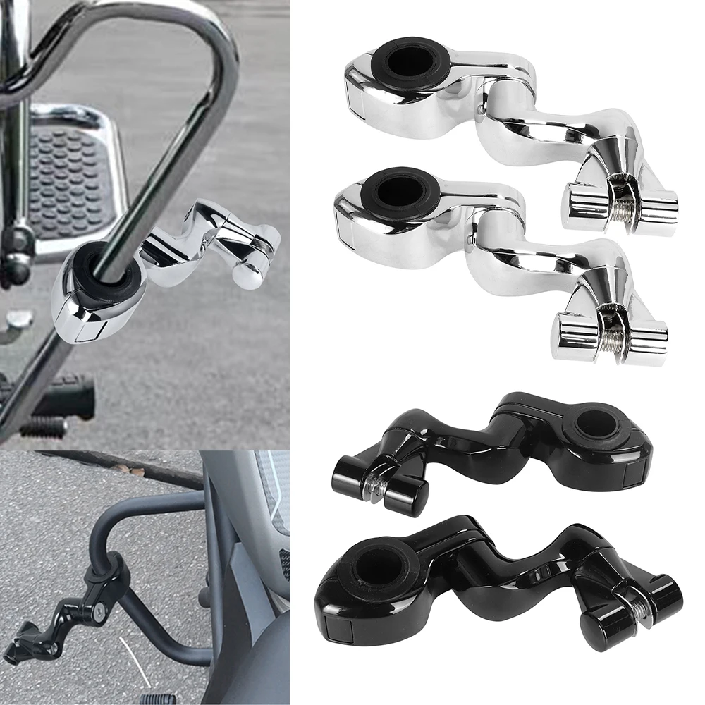 1 Paar Chrom/Schwarz Motorrad Highway Fußrastenhalterungen mit 7/8 Zoll Magnum Klemmen Aluminium für Harley Davidson Touring