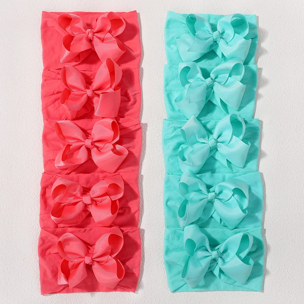 10PCS Zufällige Weiche Baby Stirnbänder mit Haar Bögen Headwraps für Baby Mädchen Kopf Band Neugeborene Haar Zubehör Haar Band Image