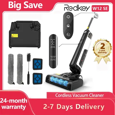 Redkey W12 SE Akku-Nass-Trockensauger, intelligenter kabelloser Multi-Surface-Staubsauger, Bodenwascher, selbstreinigendes Trocknen für Zuhause Image