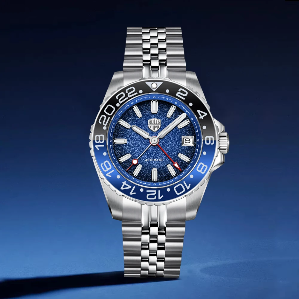 RollsTimi 2026 Neue Herren-Luxusuhren GMT Automatikuhr für Herren Mechanische Armbanduhr AR Saphirspiegel Wasserdicht Leuchtend Image