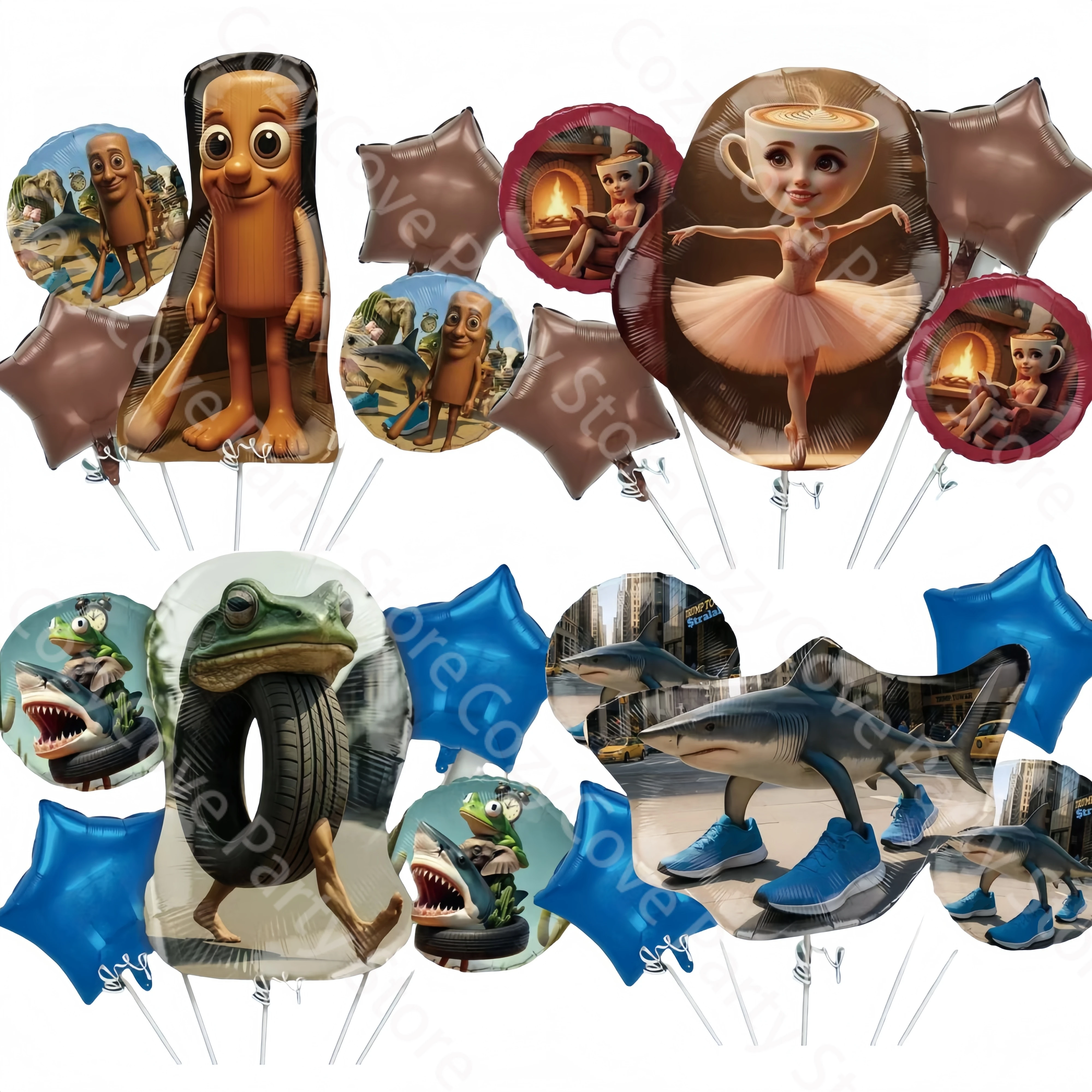 Italienische Brainrot Party Luftballons Dekoration TungTungSahur Tralalelo Tralala Hai Aluminiumfolie Ballon Geburtstag Party Supplies Image