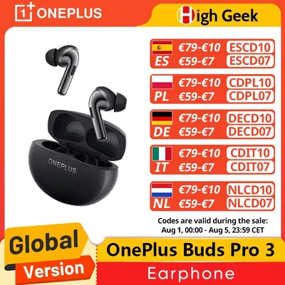 Globale Version OnePlus Buds Pro 3 Kopfhörer bis zu 50dB Geräuschunterdrückung Spatial Audio mit Head Tracking Hi-Resolution Audio Image