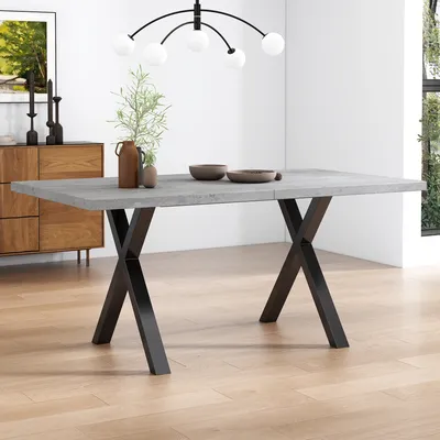 Dining table, cross-leg design, rectangular dining table, coffee table, modern, simple wrought iron dining table, L140*W80*H76cm