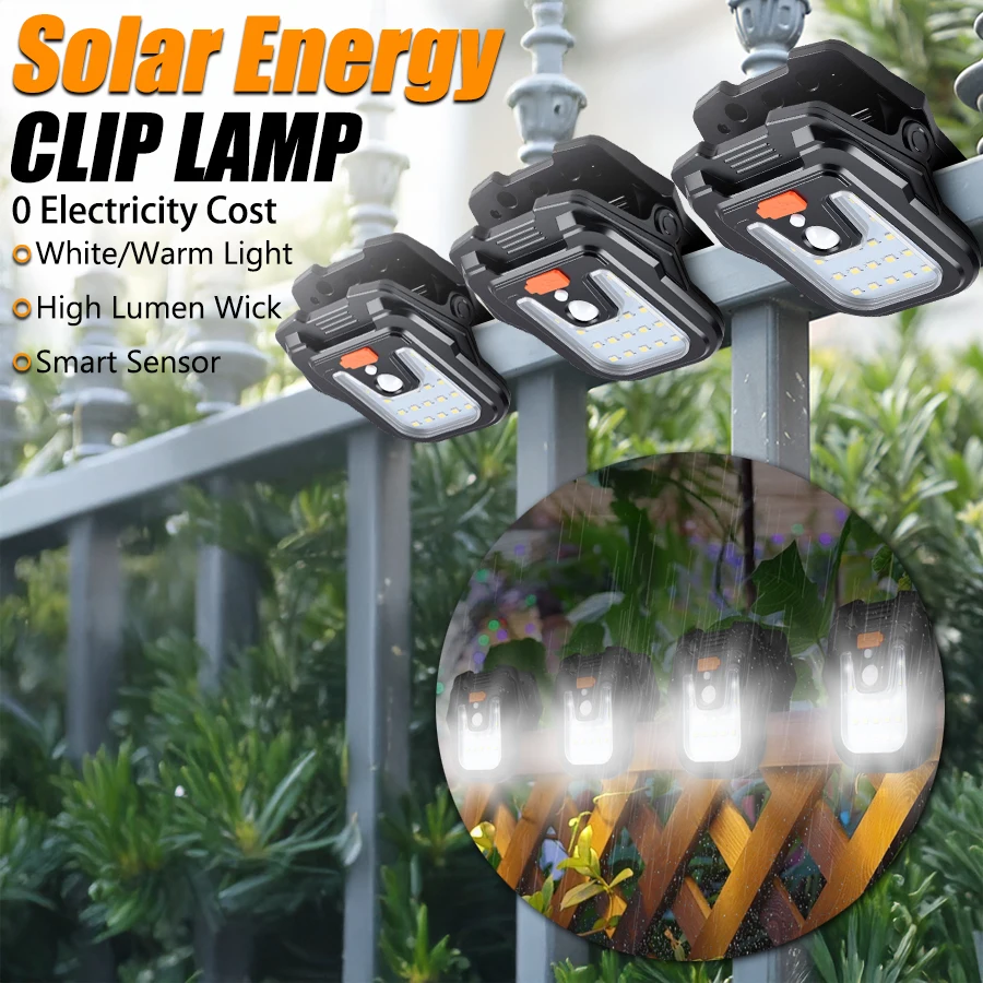 LED Solar Garten Wandleuchten Bewegungsmelder Clip Licht Outdoor Wasserdicht Camping Lampe Wiederaufladbar für Landschaft Wanddekoration