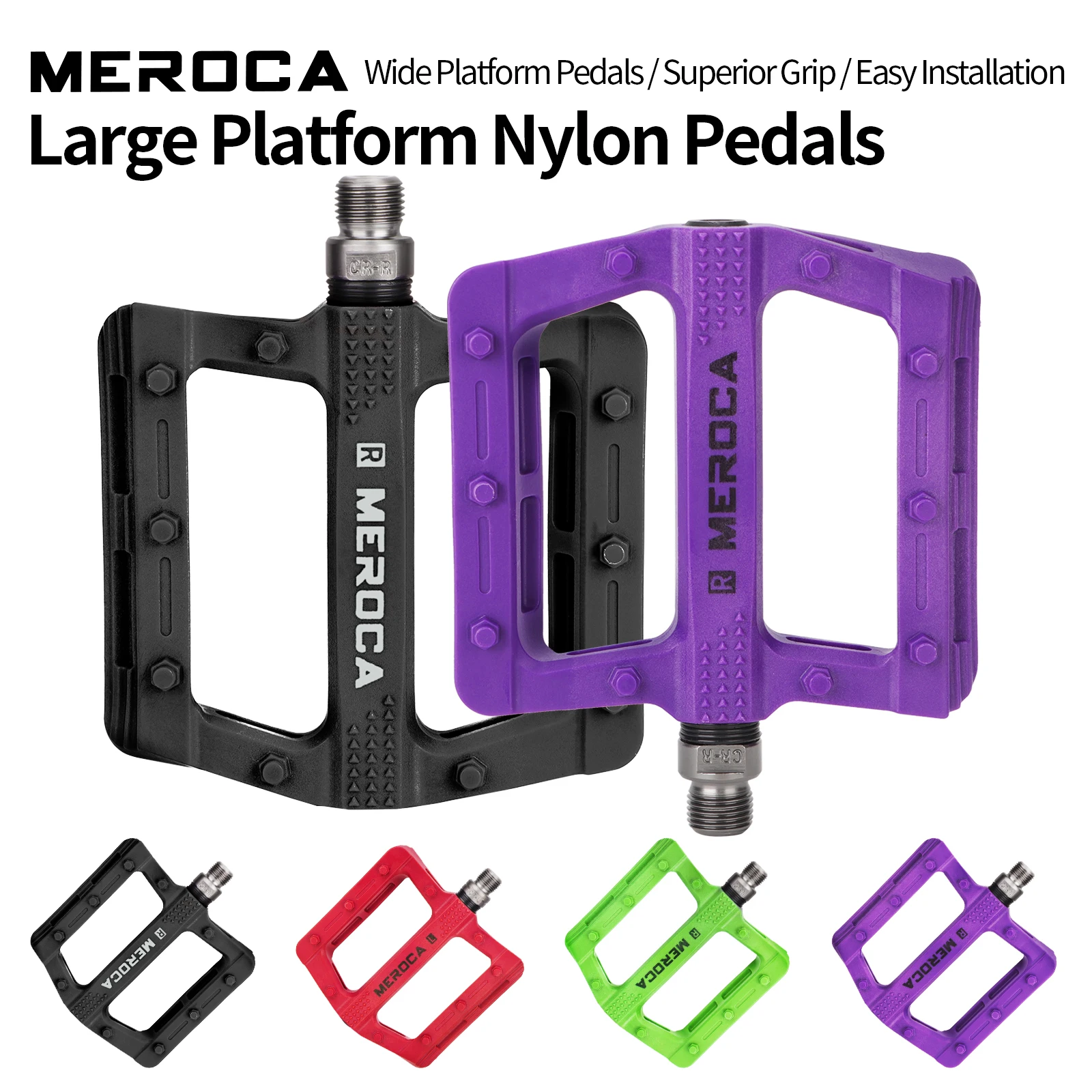 MEROCA Nylon Faser Fahrrad Pedal Verbreitert Anti-slip Mountainbike Pedale Rennrad Pedal Universal Fahrrad Pedal Image