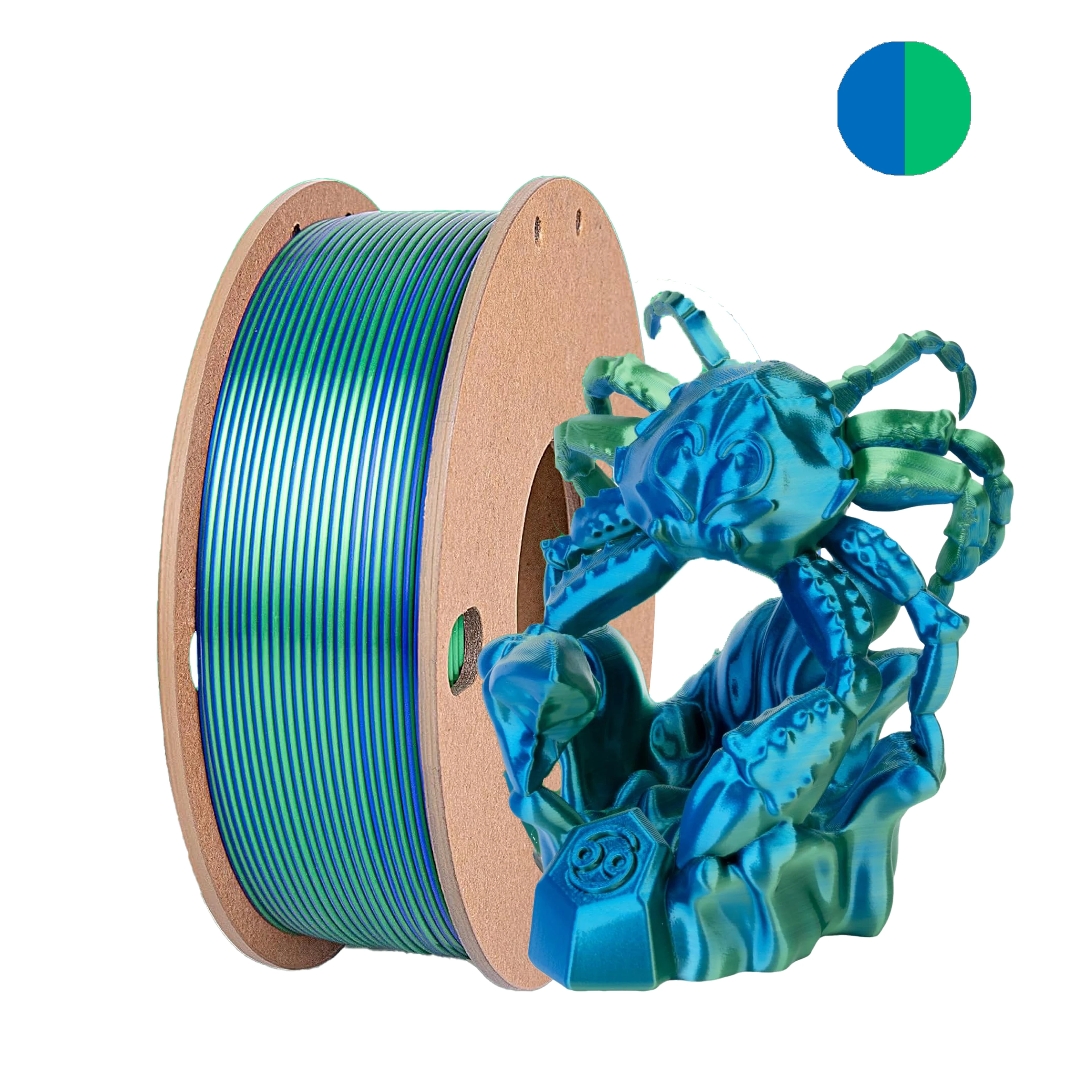 Zweifarbiges 3D-Druckfilament aus Seide für kompatibel mit Bambu Lab, Creality und Anycubic-Druckern – 250 g Spule, 1,75 mm Durchmesser Image