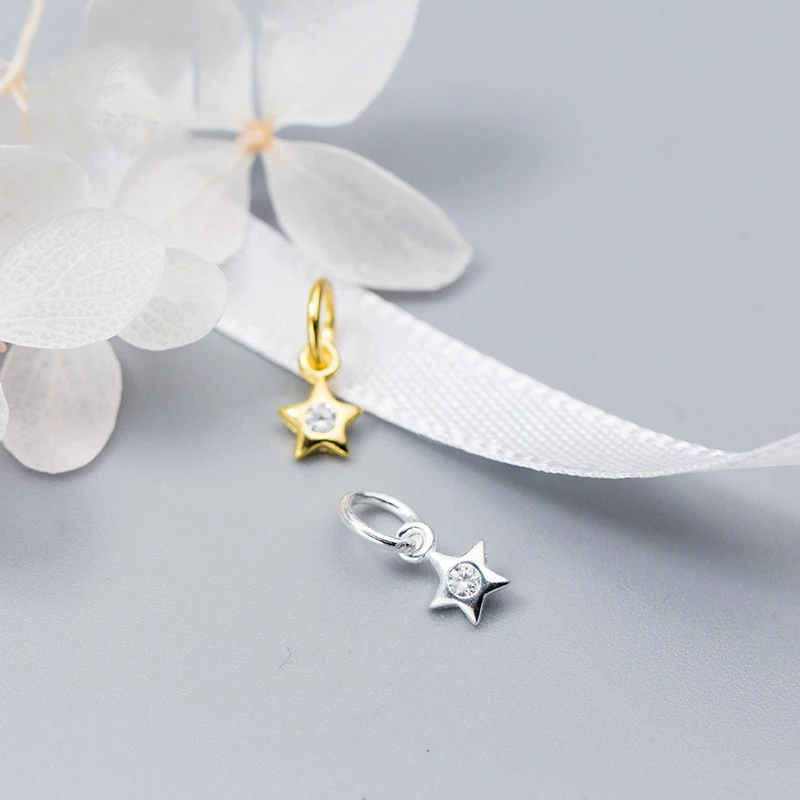 Ciondoli in argento 925 Ciondoli con stella zircone Ciondoli con ciondolo fai da te Collana Accessori Gioielli Catena in argento 925