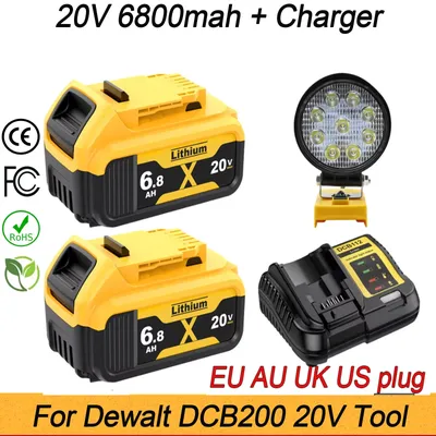 For Dewalt 18V-20V Battery 6800mah Replacement For Dewalt DCB200 DCD703 DCD805 20V Cordless Drill Rechargeable Tools Battery
