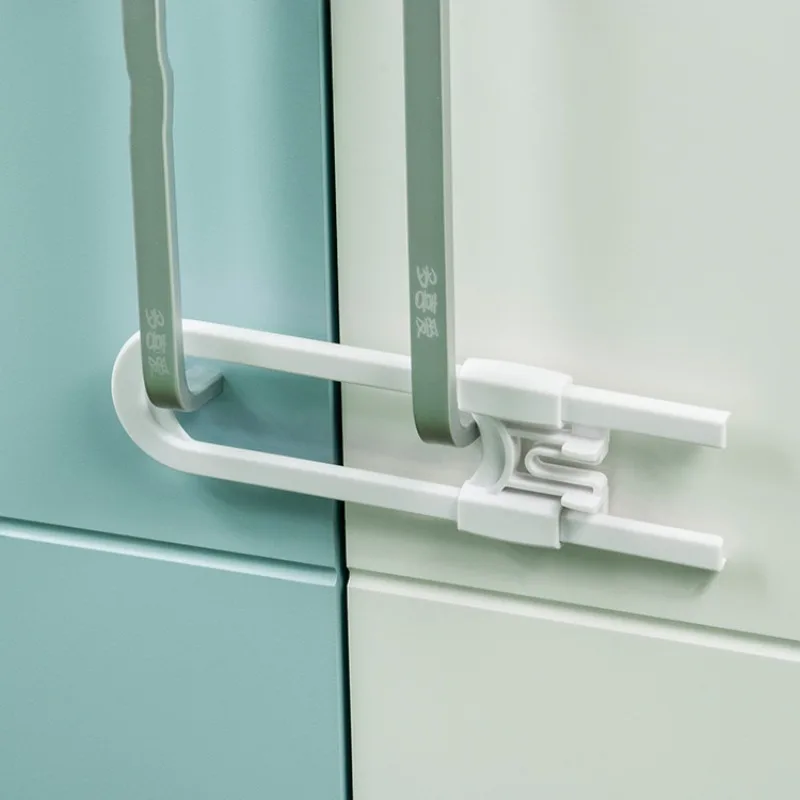 2/4 Stück verstellbare Schrankschlösser – U-förmige kindersichere Sicherheitsriegel für Schubladen, Knaufgriffe, Küchen- und Schranktüren Image