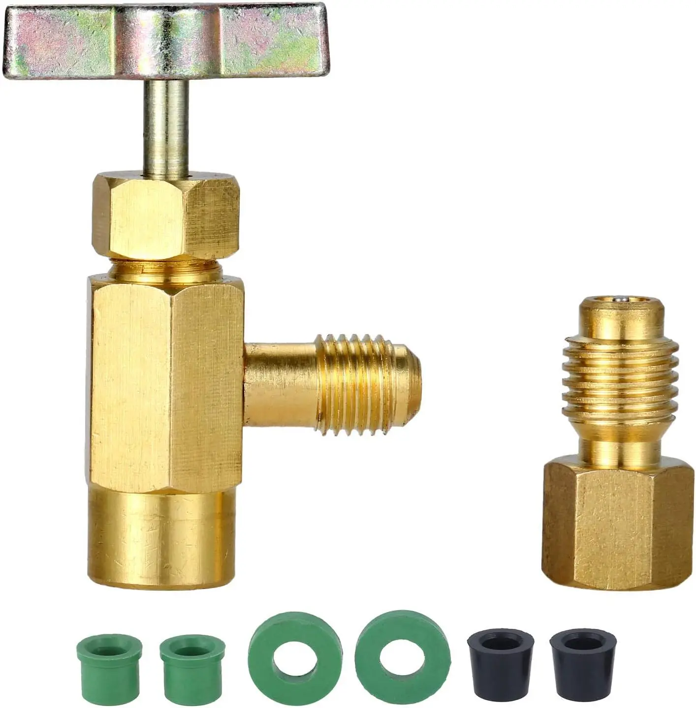 8 Pcs R134A Refrigerant Can Tap Kit with Tank Adapter Bottle Opener Seal Pipe Seal and Tube Gasket for AC Freon Charging Hose