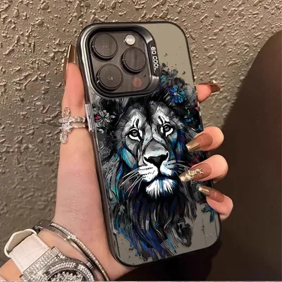 PC Case for iPhone XS 16E SE4 12 16 15 14 13 11 Pro Max X XR 8 7 Plus SE 2020 Hot Anime Colorful Lion Pattern Shockproof Cover