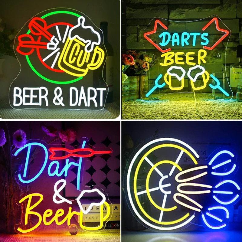Dart Beer Neon Sign USB Dimmable Neon Light Darts And Beer Led With Decor For Personalized Wall Lamps In Bars Clubs Beer Bar