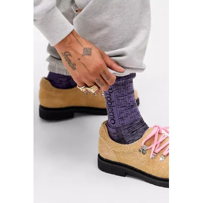 No Problemo Glitch Socks - Purple M at Urban Outfitters