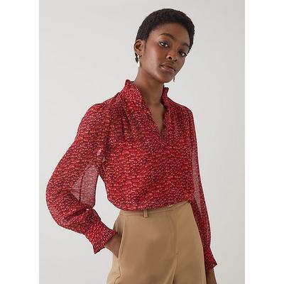 Suzette Red Multi Feather Print Blouse, Red