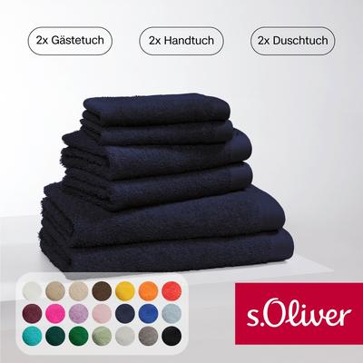 Handtuch Set S.OLIVER "s.Oliver, Premium Qualität, 600 gr/m²", blau (marineblau), 6 St., 2 Gästetücher 30x50cm-2 Handtücher 50x100cm-2 Duschtücher 70x140cm, Walkfrottier, Walkfrottier, Baumwolle, Handtücher (Packung), 2 Gästetücher 30x50, 2... Image