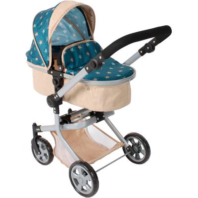 Kombi-Puppenwagen CHIC2000 "Mika", sternchen beige, Puppenwagen, KinderB:41cm H:82cm T:73cm, Metall, Kunststoff, Stoff, mit schwenkbaren Vorderrädern, B:41cm H:82cm T:73cm