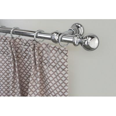 Gardinenstange GARESA "ANDREA", grau (chromfarben), L:210cm Ø:20mm, Metall, Gardinenstangen, Vorhanggarnitur, verlängerbar, Endknopf Kugel lang, mit Ringen Image