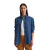 Langarmbluse MARC O'POLO "mit TENCEL™ Lyocell", Damen, Gr. 34, blau (authentic blau wash), Obermaterial: 82% Baumwolle, 18% Lyocell, unifarben, elegant, regular fit normal, Langarm Manschette, Blusen