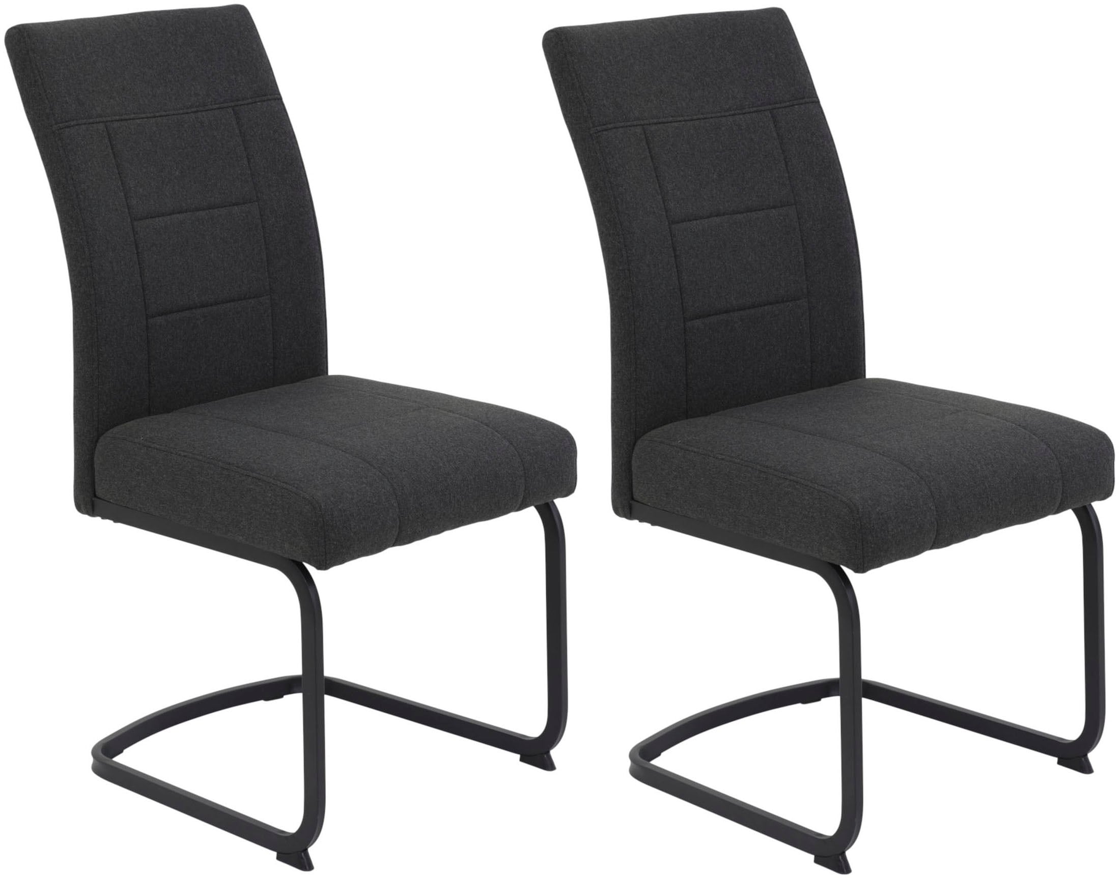 Freischwinger HELA "BRINDISI, Esszimmerstuhl", schwarz (anthrazit, schwarz, schwarz), B:49cm H:98cm T:67cm, Metall, Polyester, Stoff, Stühle, XL-Sitz,Federkorb,140kg belastbar,Zertifizierter "Waterfree" Stoff Image