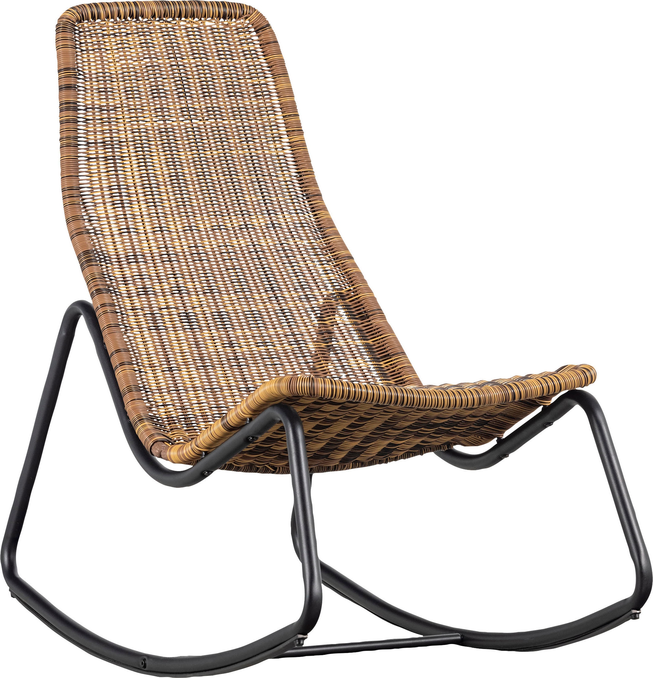 Gartenstuhl WOOOD "TOMS", beige (natur, schwarz), B:51cm H:97cm T:95cm, Geflecht Rattan, Stühle, geeignet für Innen- und Außenbereiche, H 97 cm x B 51 cm