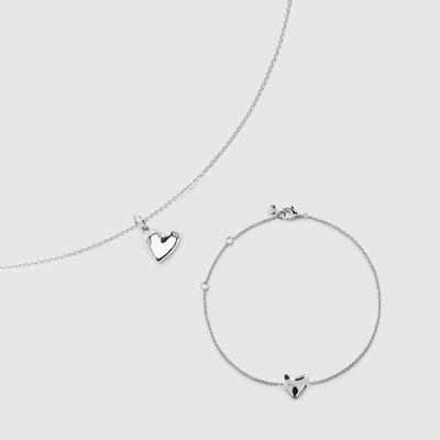 Heart Pendant Necklace and Bracelet Set