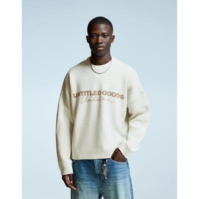 Bershka Printed Jacquard Sweater Men S Off White