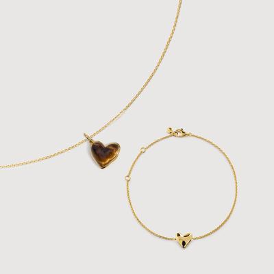 Heart Gemstone Necklace and Bracelet Set