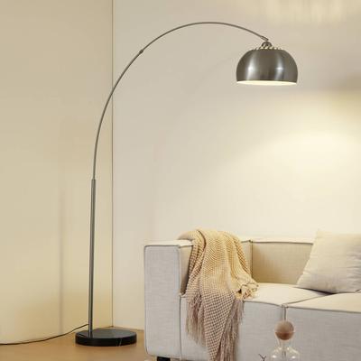 Bogenlampe Hernando Lindby, alu / grau / zink, für Wohn- / Esszimmer, Metall, Modern, Stehlampe Image