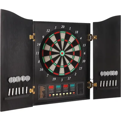 Dartscheibe, professionelle elektronische Dartscheibe in deutscher Sprache, 4 LED-Anzeigen, 27 verschiedene Spiele, 243-Spielvarianten Image