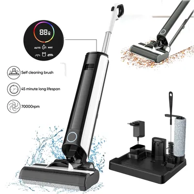 Bürstenloser, kabelloser Nass- und Trockensauger, Smart Mop für mehrere Oberflächen, Bodenwäsche, Handgriff, Display 3, LCD-Modus Image