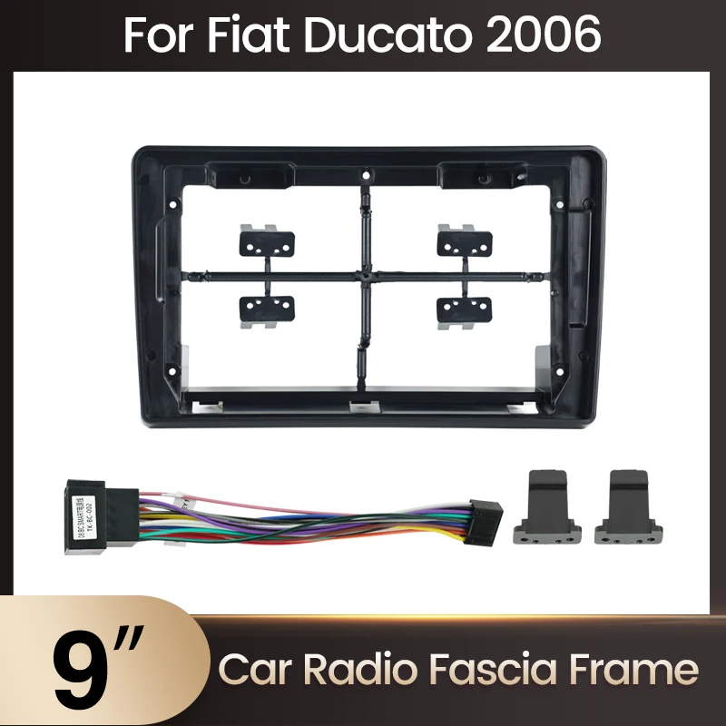 9 Zoll 2 Din Auto DVD Rahmen Audio Dash Trim Kits Panel Radio Player HD Bildschirm Für Fiat Ducato Peugeot Boxer Citroen Jumper 2 2006 Image