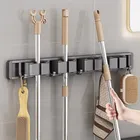 Mop and Broom Organizer supporto per mocio supporto per mocio supporto per scopa forte montato a parete auto con 5 ganci Organizer Hang Broom