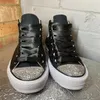 Benutzerdefinierte schwarze Strass High Top Spitze Canvas Schuhe lässig bequem Sport große Damenschuhe 35-44