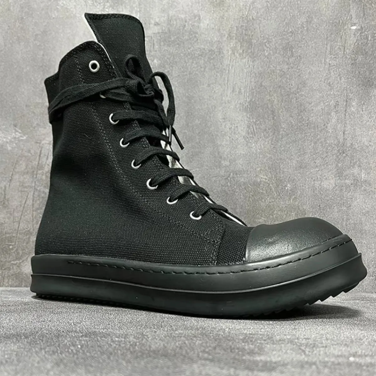 Ro Klassische Stiefel Männer Schuh Frauen Sneaker Voll Schwarz Leinwand High Top Schuhe Casual Sneakers Zipper Lace Up Luxus Ankle Boot