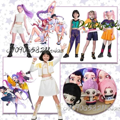 Huntrix KPop Dämonenjäger Rumi Zoey Mira Anime Cosplay Kostüme Kawaii Schöne Plüsch Geschenke Bühne Party Täglich Halloween Cosplay Image