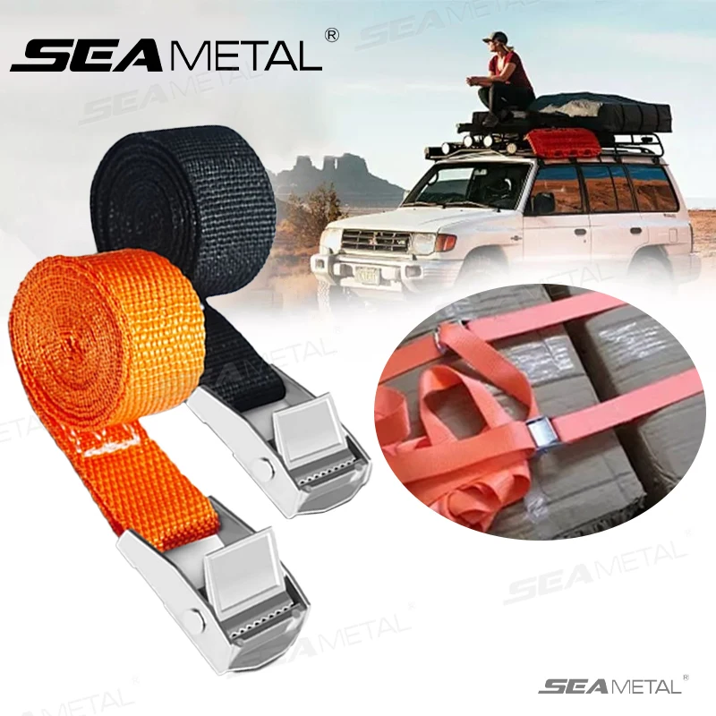 SEAMETAL Nylon-Spanngurt mit Schnalle, Spanngurt, Spannungsgurt, verschleißfester Frachtbefestigungsgurt für Auto/Motorrad Image