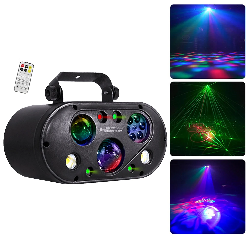 6IN1 Stage Laser Light DMX/Remote Control LED Magic Ball Light LED Pattern Light Water Wave Strobe Lighting for Party Disco Dj