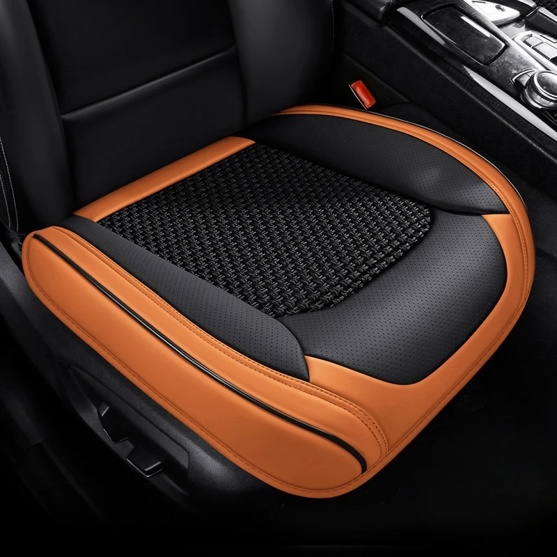Coprisedile per auto Pelle PU Tessuto in fibra di seta ghiacciata Cuscino per sedile per auto traspirante Protezione per sedile per auto Cuscino per sedia per auto universale