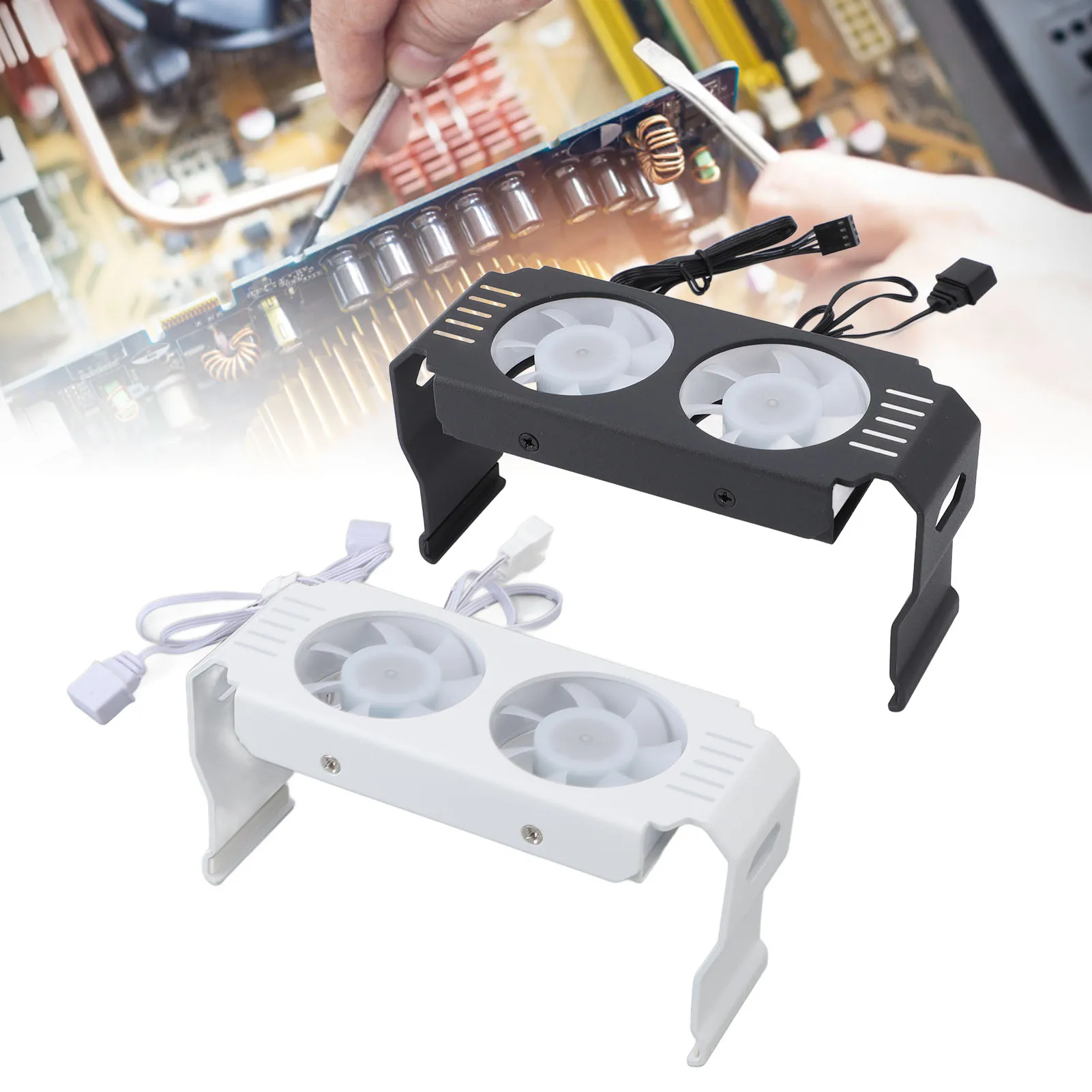 ARGB Kühler Computer Speichermodul Kühlkörper PWM Temperaturregelung Dual Lüfter für DDR DDR2 DDR3 DDR4 DDR5 Lüfter Image