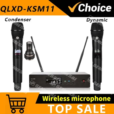 High Quality！QLXD4 KSM11 UHF Profeesional Wireless Microphone System，Stage Performances Singing Party Handheld Dynamic Mic
