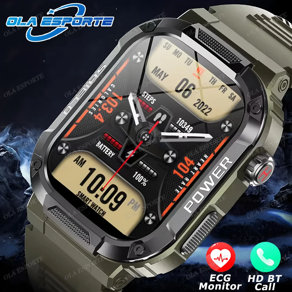 Neue Militär Smart Uhr 2025 Männer IP68 5ATM Outdoor Sport Fitness Tracker Gesundheit Monitor 1,85 Zoll BT Anruf Wasserdichte Smartwatch Image